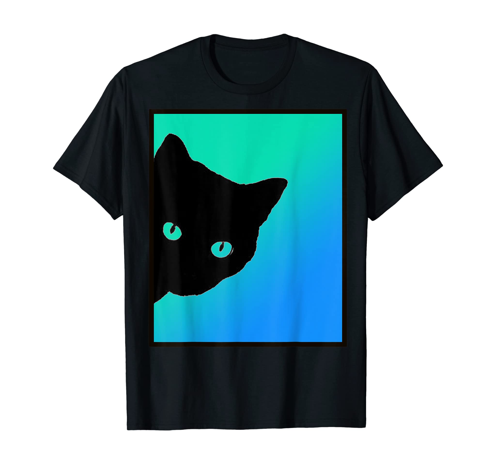 Black Cat Blue Green T Shirt Designed By Cats Made Better