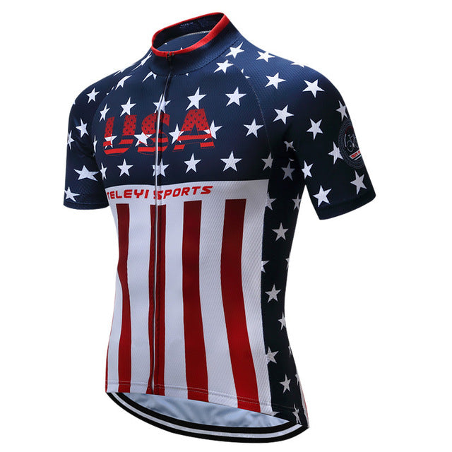 America Flag Summer Cycling Jersey Shirt