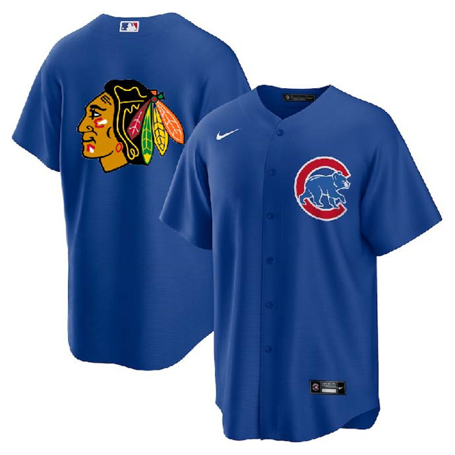 Chicago Cubs Blackhawks Royal Cool Base Stitched Baseball Jersey