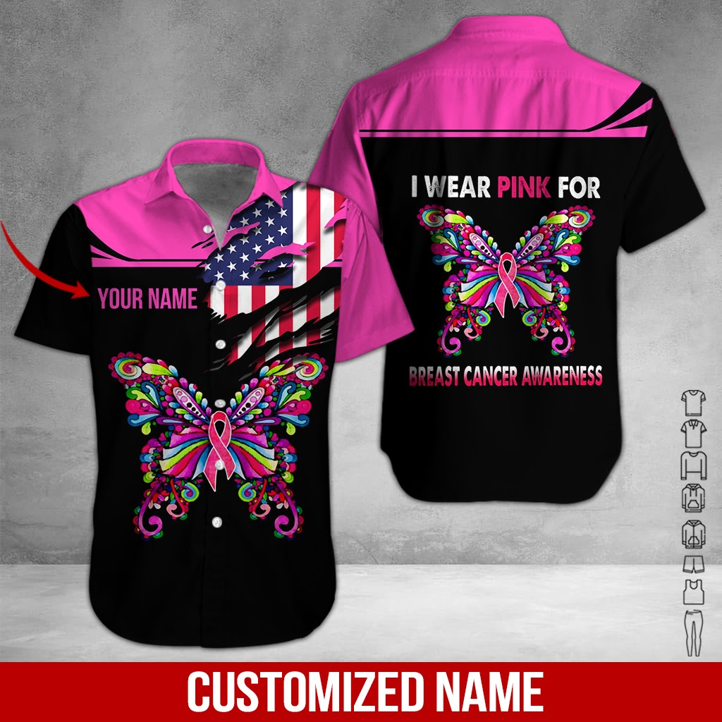 Breast Cancer Awareness Custom Name Aloha Hawaii Shirts For Men Women Ha23115