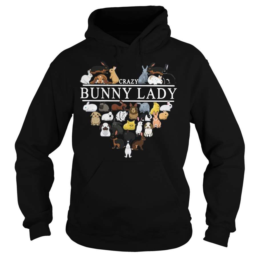 Crazy Bunny Lady heart Hoodie