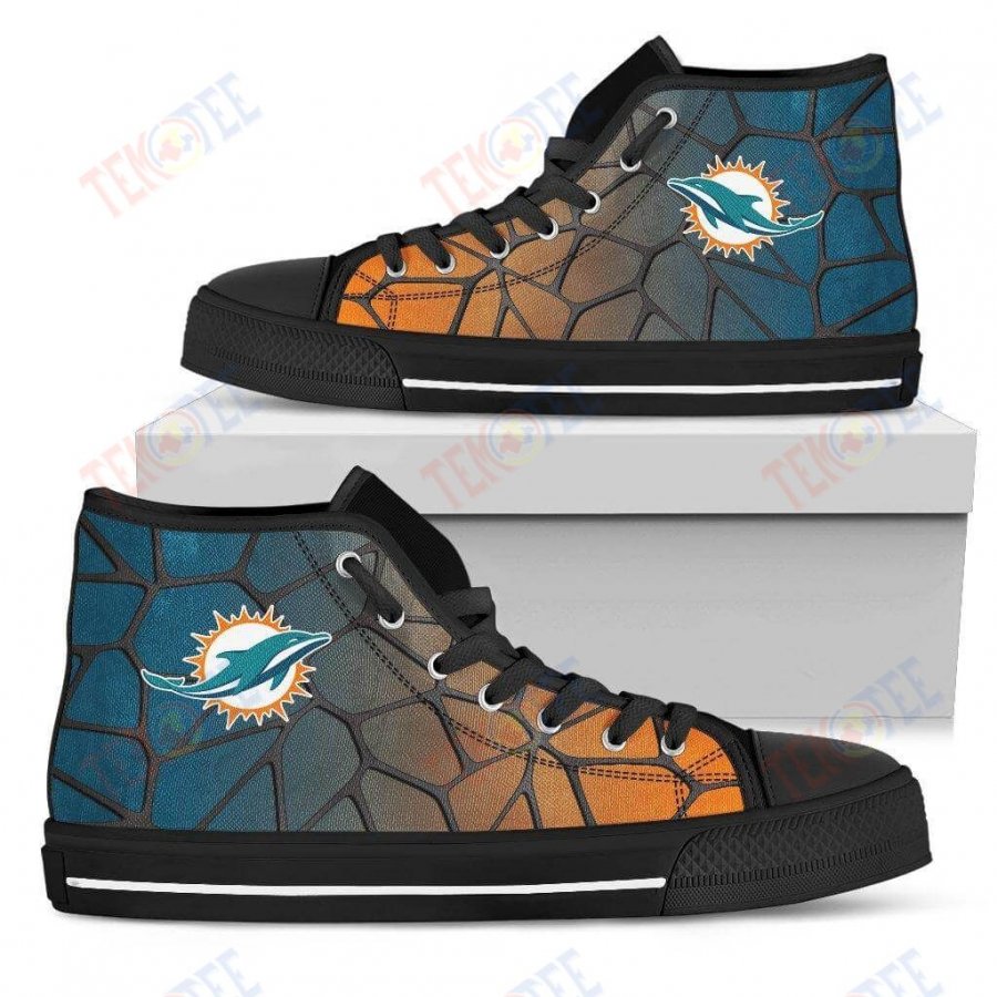 Mens Womens Miami Dolphins Gradient High Top Shoes Colors Air Cushion Shoes TMT160