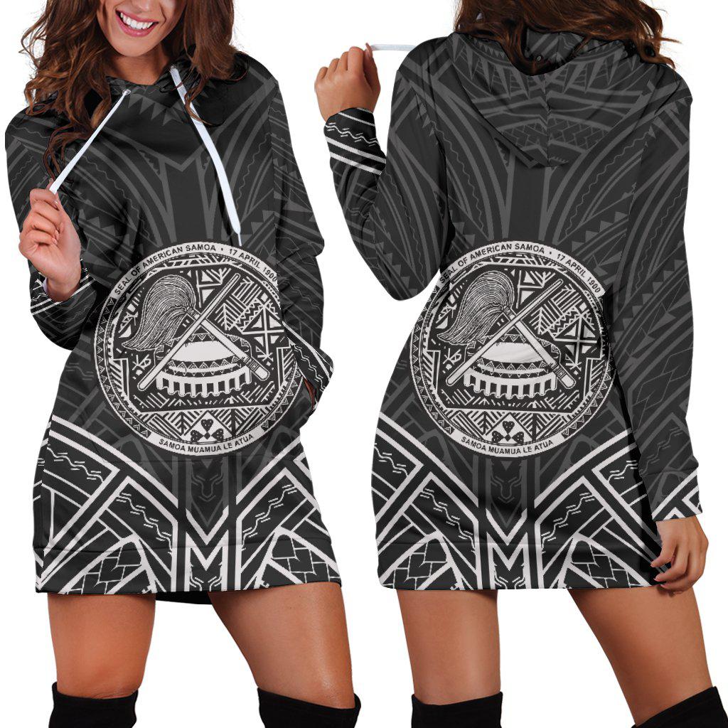 American Samoa Polynesian Pattern Black Color Hoodie Dress