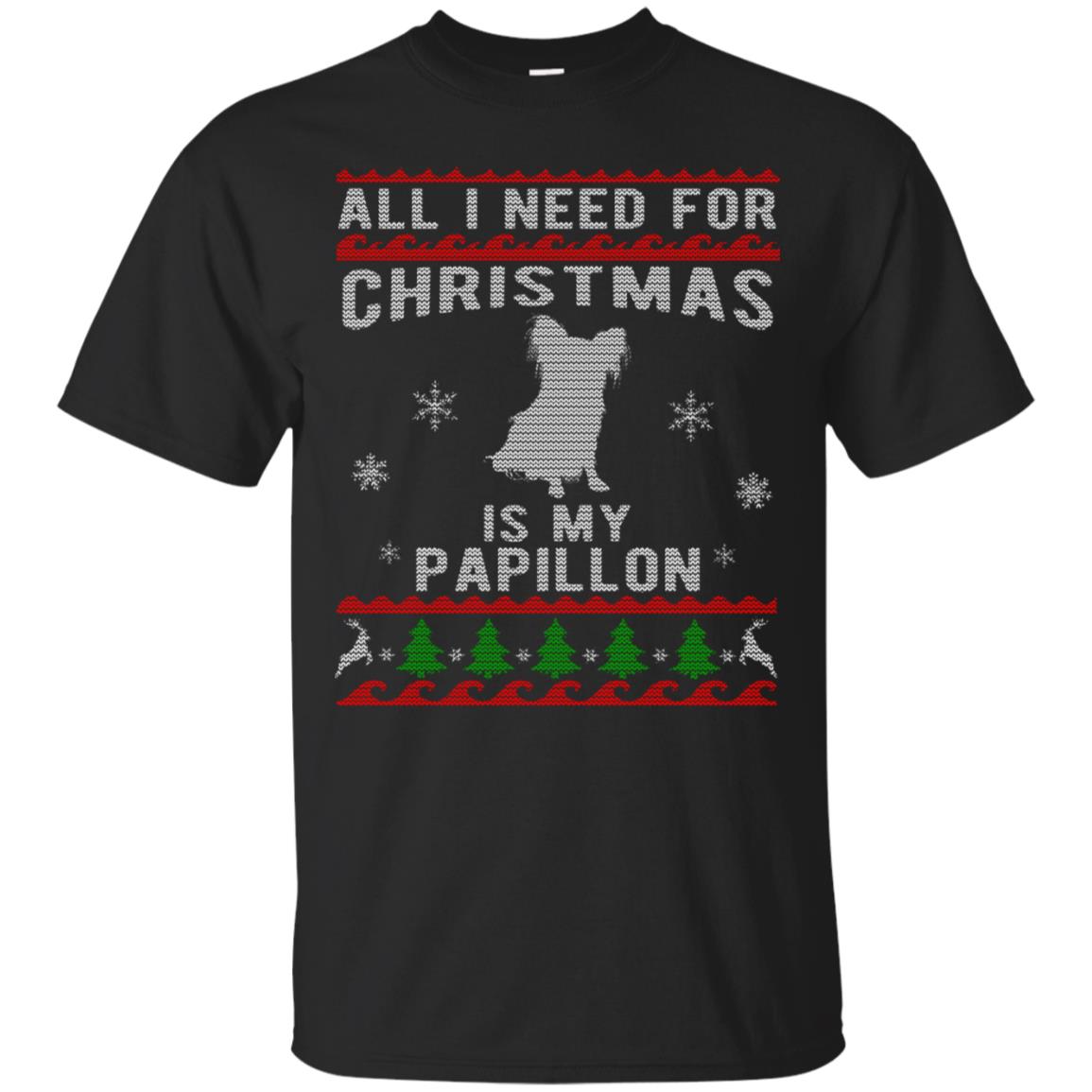 Ugly Christmas Sweater Style Papillon Dog Shirt