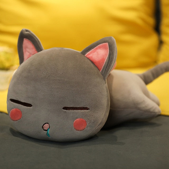 35/50/ 60Cm Kawaii Lying Cat Plush Toys Stuffed Cute Cats Doll Lovely Animal Pillow Soft Cartoon Cushion