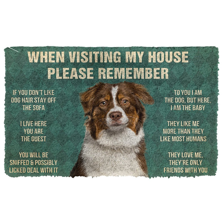 Waybackapparel Please Remember Australian Shepherd Dogs House Rules Custom 3D Doormat