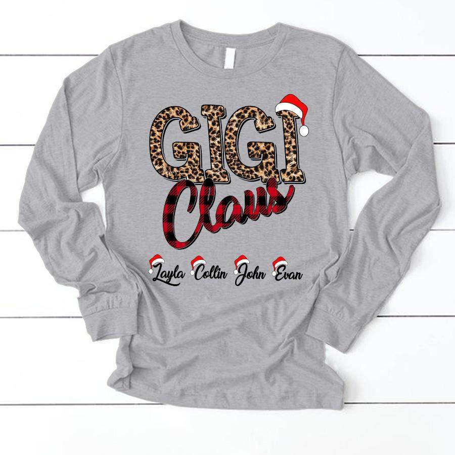 Gigi Claus Leopard Christmas | Personalized Long Sleeve T-Shirt