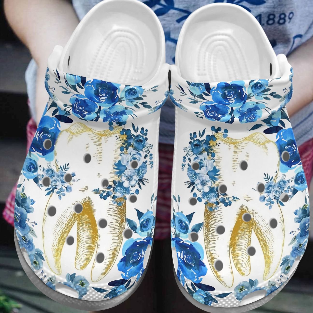 Dentist Personalized Clog, Custom Name, Text, Color, Number Fashion Style For Women, Men, Kid, Print 3D Dentist Floral