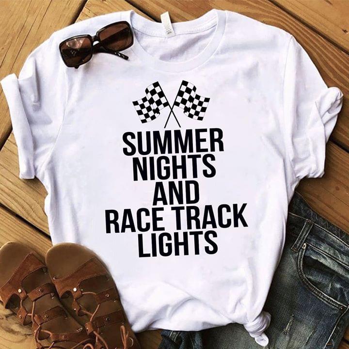 Racing Flag Summer Nights And Race Track Lights Standard Men T-shirt