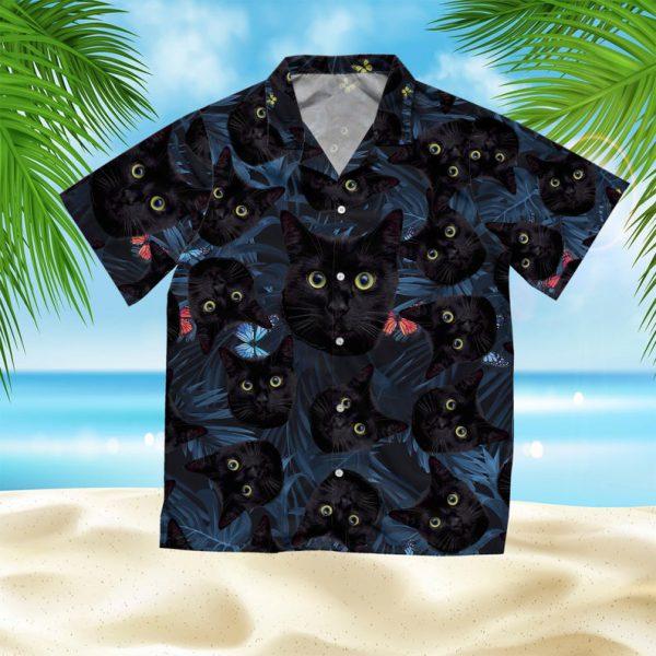 Tropical Black Cat Hawaiian Shirt | Unisex | Adult | HW4465