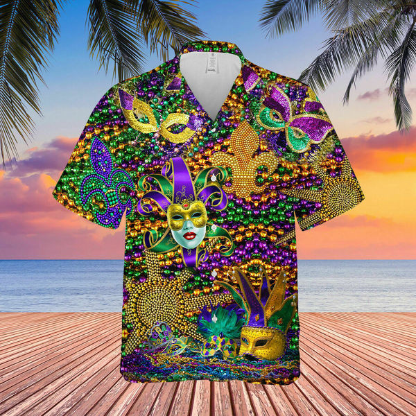 Free Pearl And Clown Pattern Hawaiian Shirt Gift Mardi Gras Ha97036