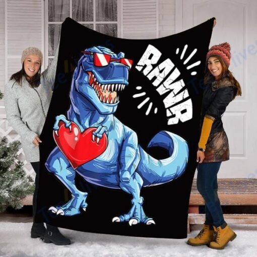 Valentines Day Dinosaur Rawr Soft Cozy Lightweight Premium Blanket