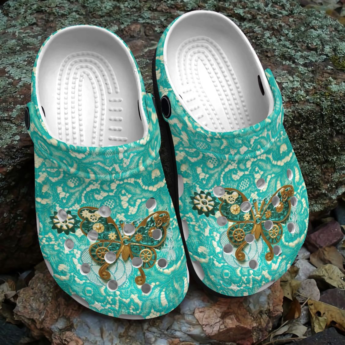 Butterfly Gold Personalized Clog, Custom Name, Text, Color, Number Fashion Style For Women, Men, Kid, Print 3D