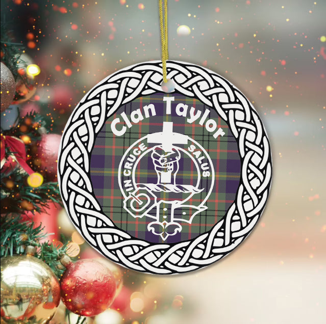 Taylor Scottish Clan Tartan Crest Badge Plaid Ornament Gift. Christmas Tree Ornament Tartan Ornament Great Christmas Ornaments Gift