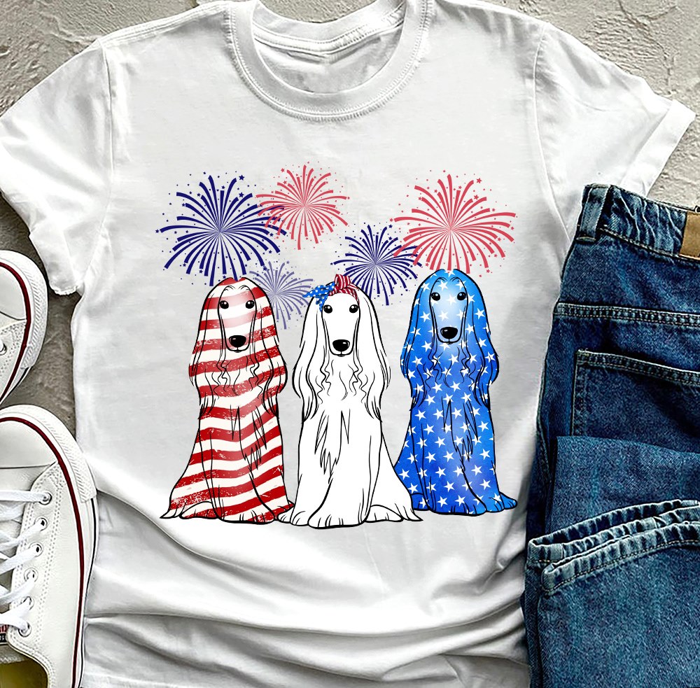 Afghan Hound Dog Independence Day Fireworks American Flag Patterns Gift Standard/Premium T-Shirt