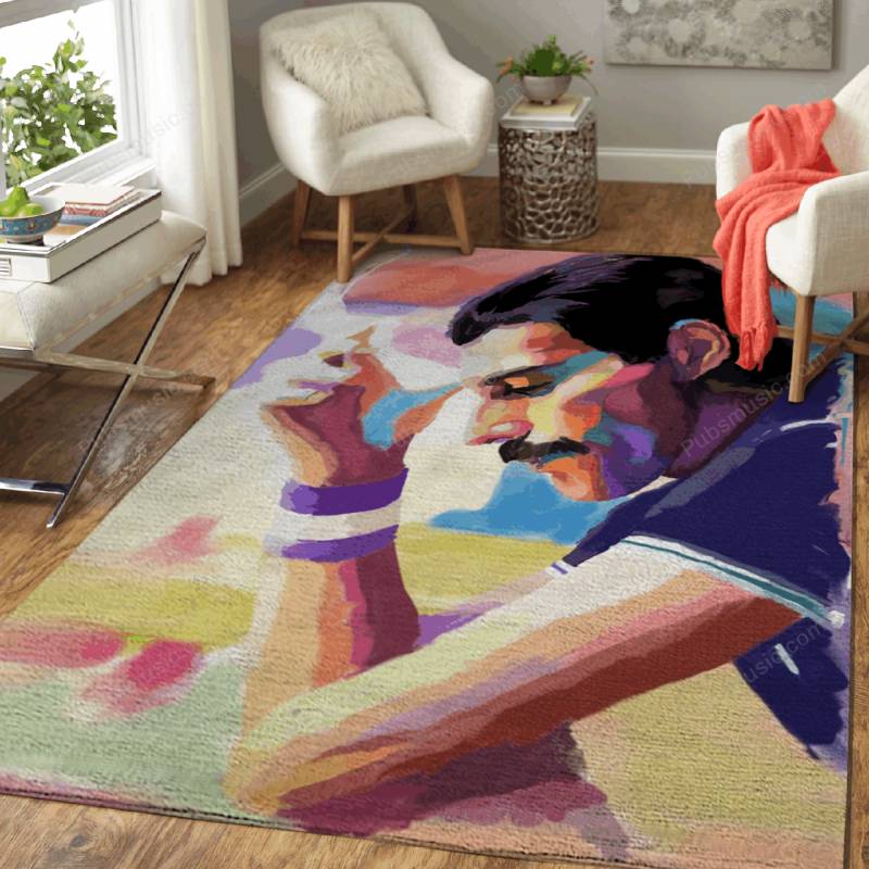 Freddie Mercury portrait – World Famous Figure Area Rug Carpet