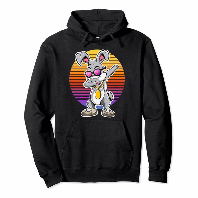 Dabbing Hip Hop Bunny Vintage Sunset Pullover Hoodie