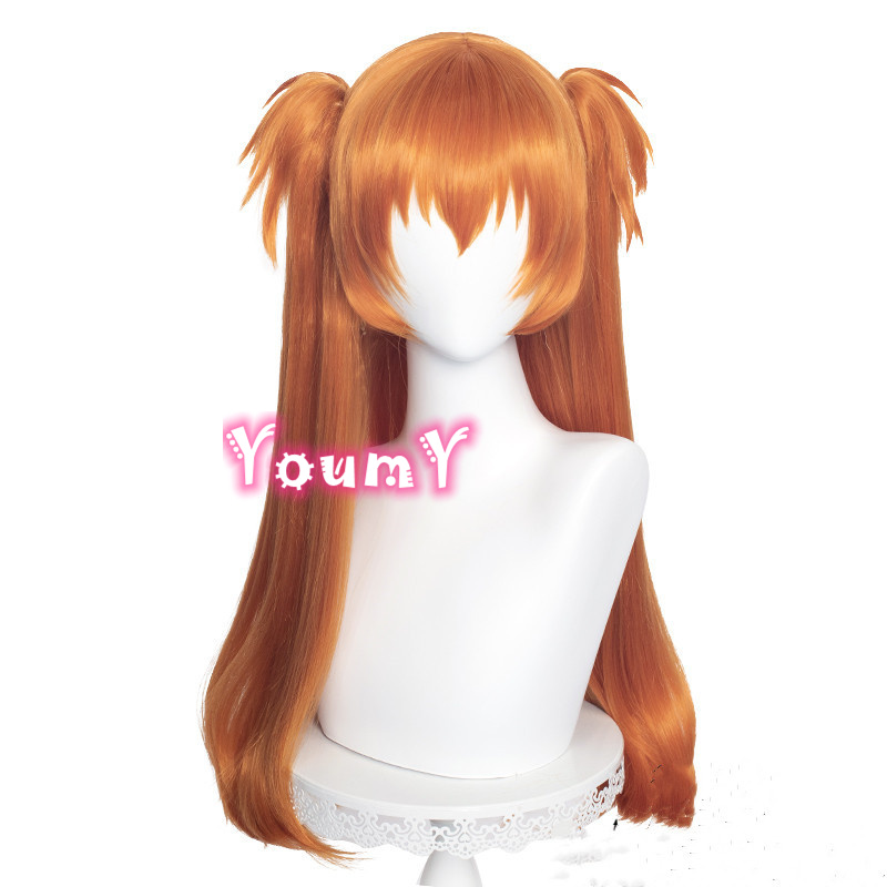 Asuka Langley Wig Women 65cm Long Straight Orange Brown Wig Cosplay Anime Cosplay Wigs Heat Resistant Synthetic Wigs Halloween alx