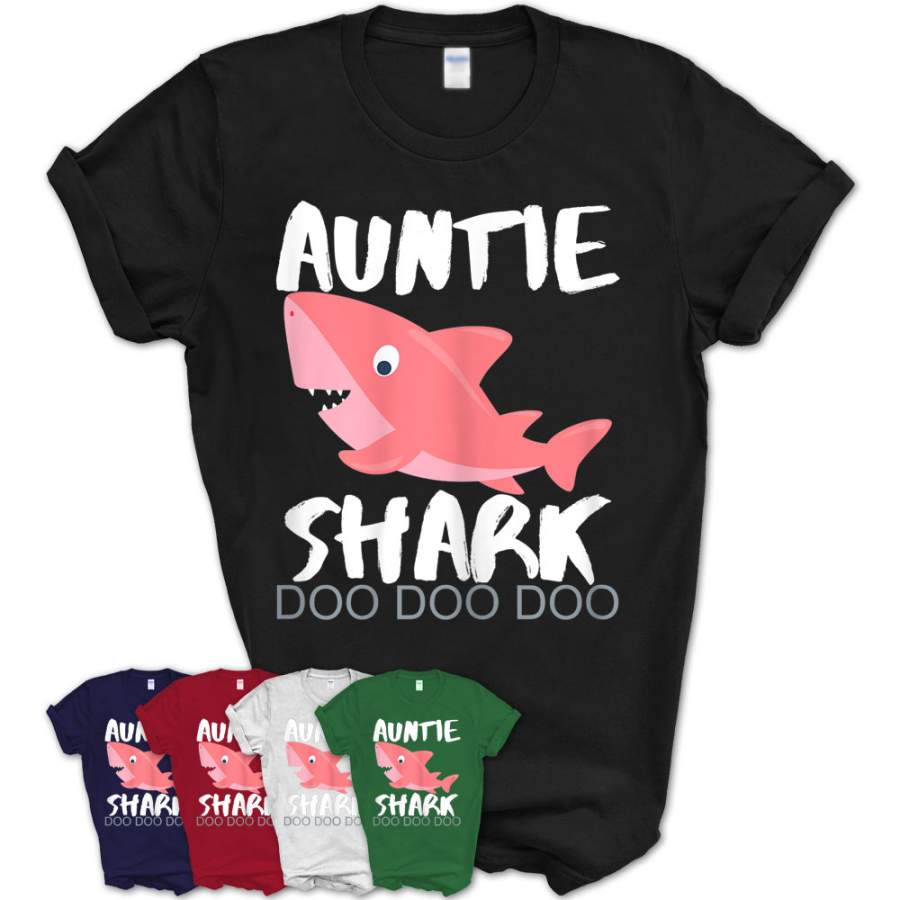 Womens Auntie Shark Shirt Christmas Gift Idea 2019 For Sister Aunt T-Shirt – Teezou Store