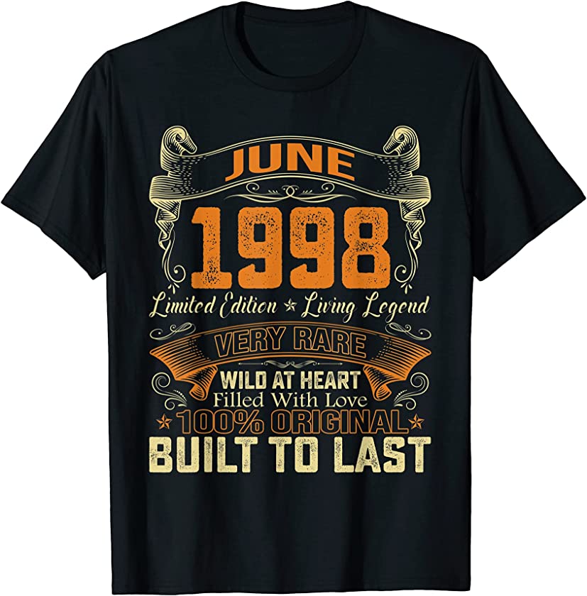 Vintage June 1998 Distressed 23 Years Old 23rd Birthday T-Shirt