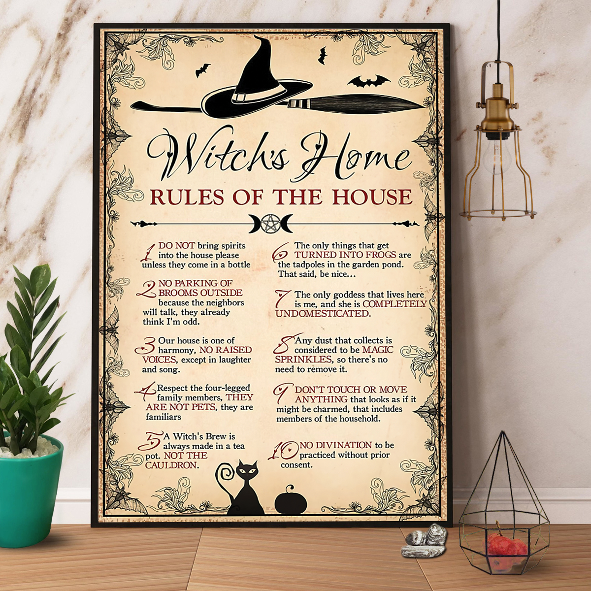 Witch’S Home Rules Of The House Halloween Poster No Frame Matte Canvas, Wall Decor Visual Art