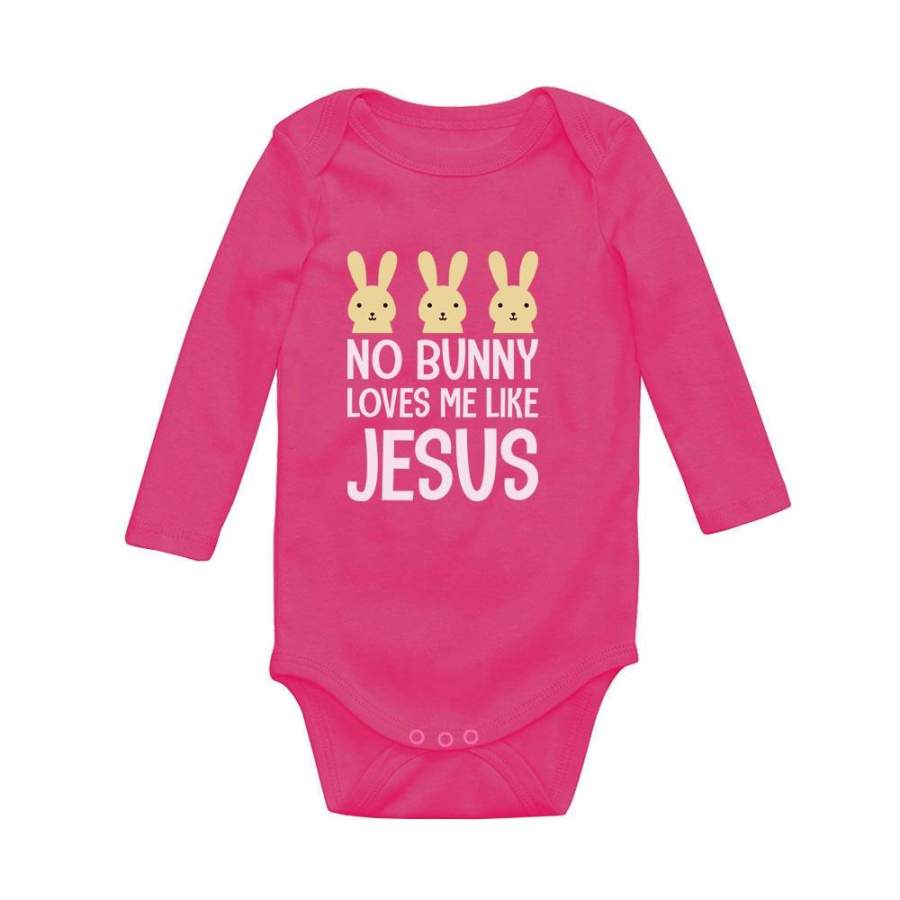 No Bunny Loves Me Like Jesus Easter Christian Baby Long Sleeve Bodysuit