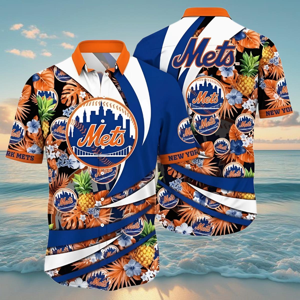 Ny Mets Hawaiian Shirt Tropical Pineapple Pitch