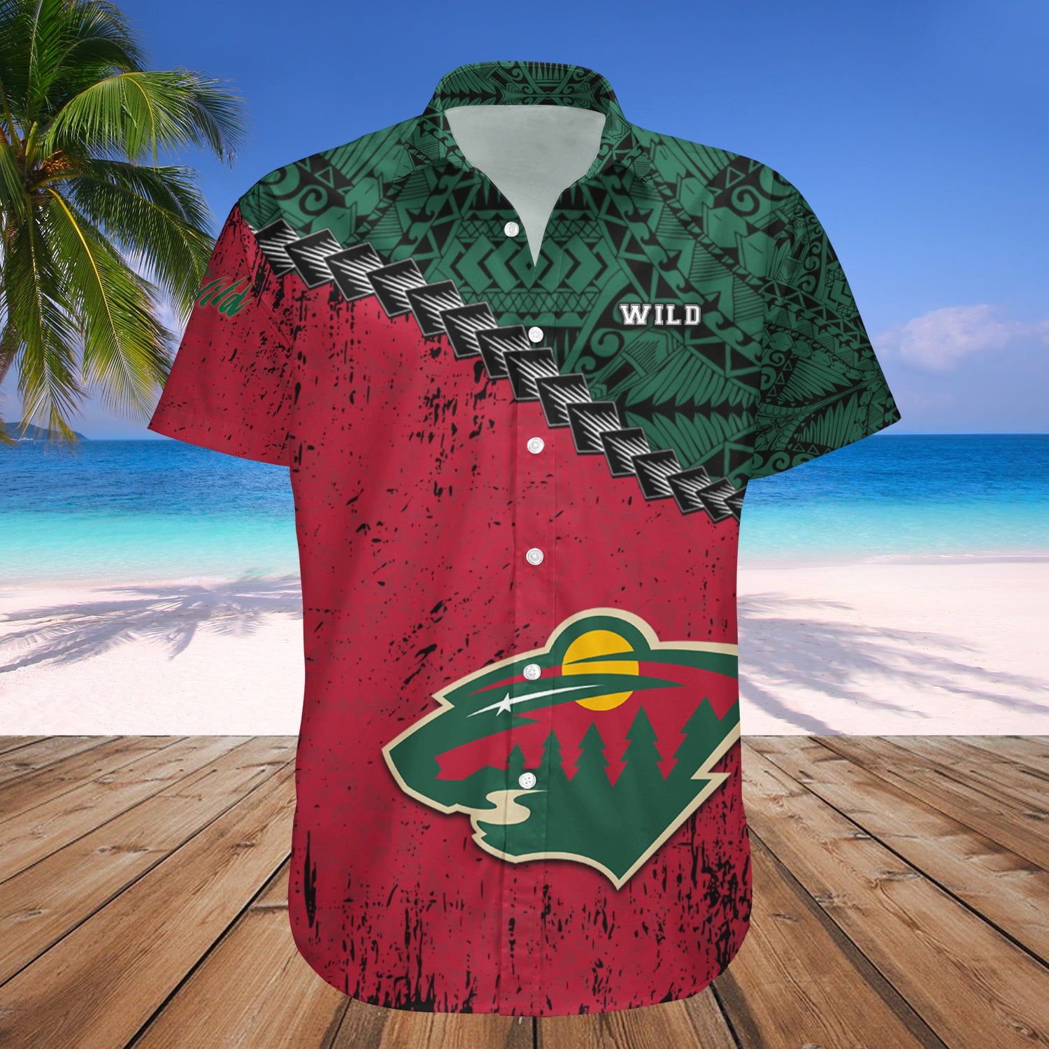 Minnesota Wild Hawaii Shirt Grunge Polynesian Tattoo – Nhl