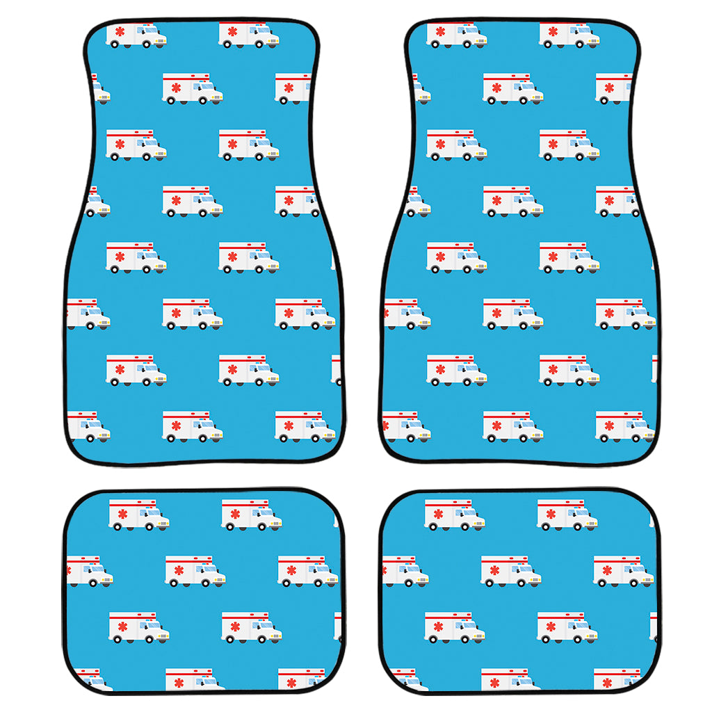 Ambulance Paramedic Car Pattern Print Front And Back Car Floor Mats, Front Car Mat