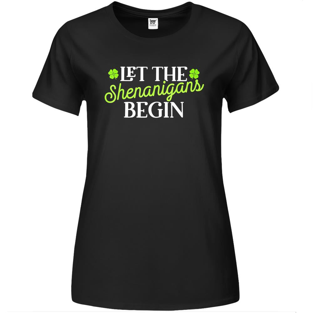 St Patricks Day Let The Shenanigans Begin Shamrock Clover Premium Womens T Shirts