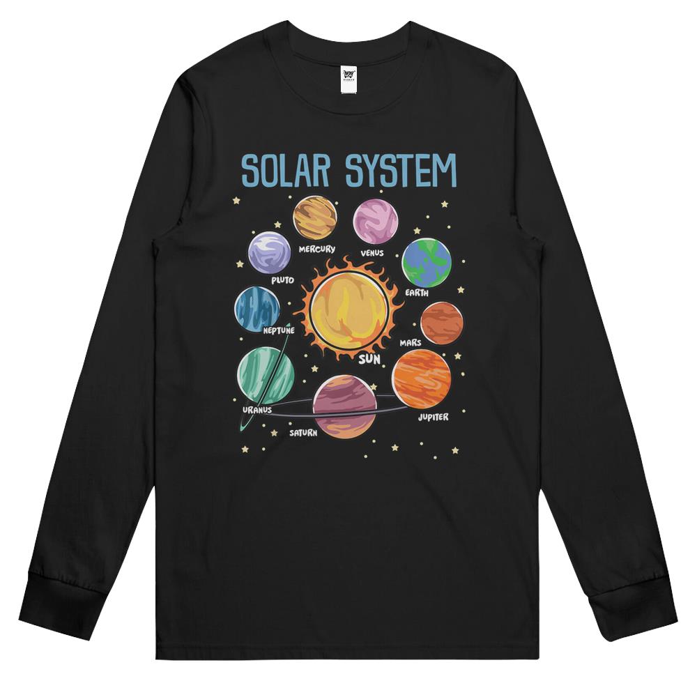 Solar System Planets Science Space Boys Girls Stem Long Sleeve T Shirts