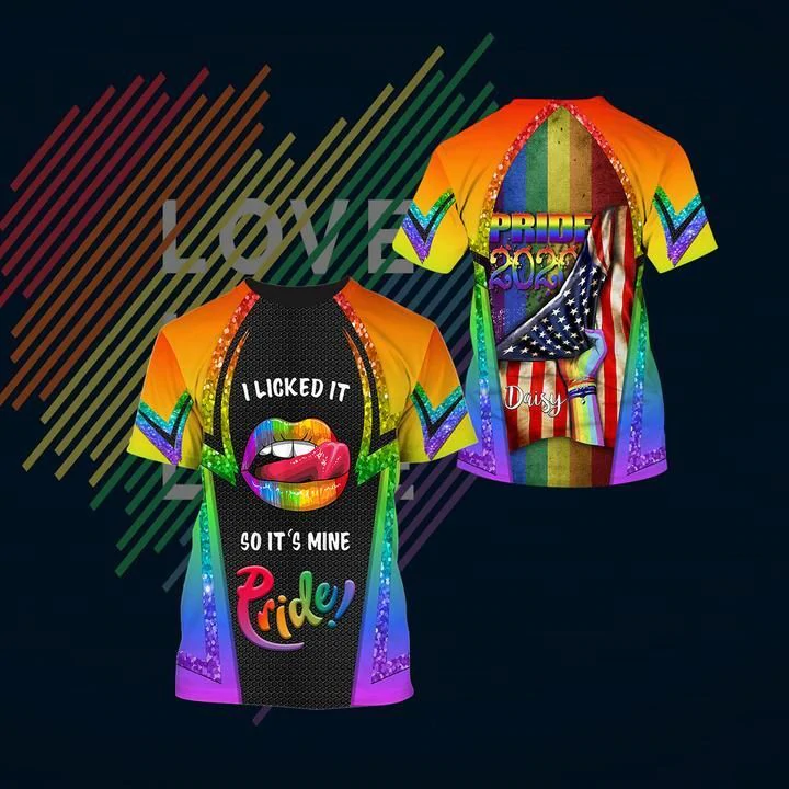 Personalized Pride Shirt With Name And Year, I Licked It So It Is Mine, Gift For Gaymer, 3D Shirt For Pride