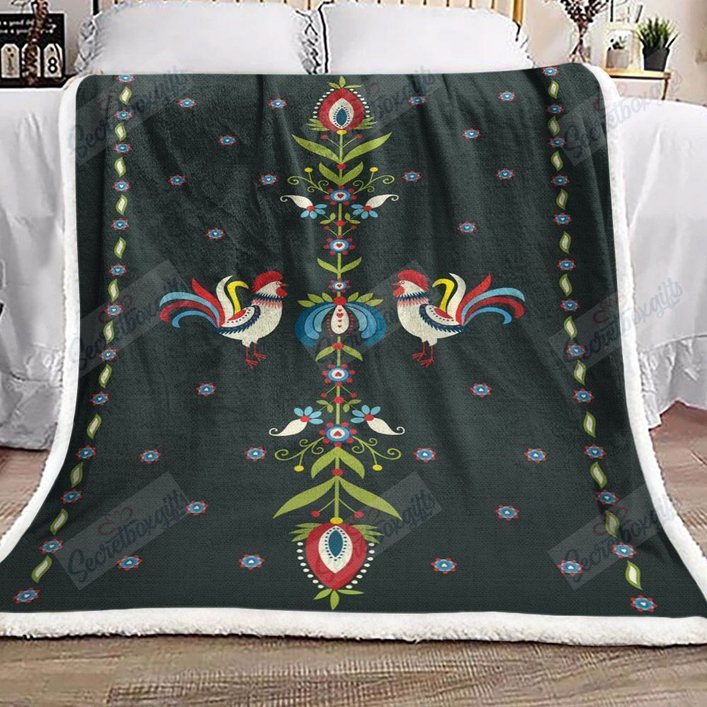 Rooster And Flower Am2410647Cl Fleece Blanket