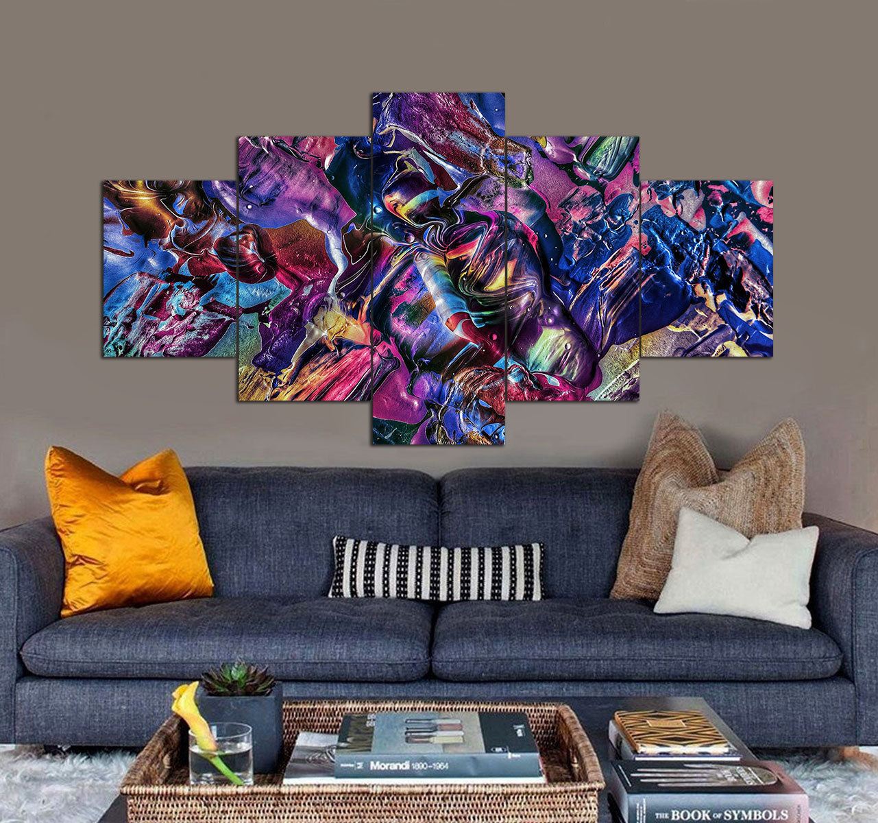 Multicolored Abstract Painting 2 3D 5 piece canvas art