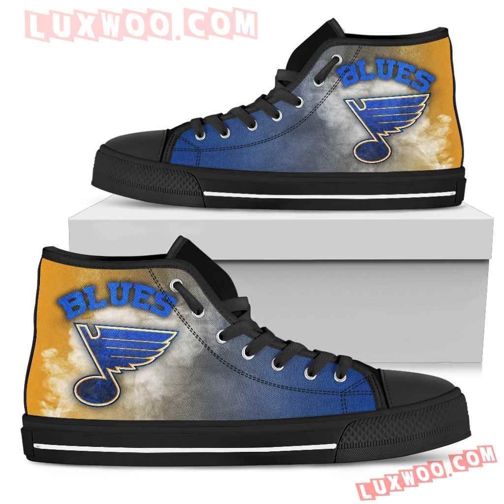 White Smoke Vintage St Louis Blues High Top Shoes Sport Sneakers