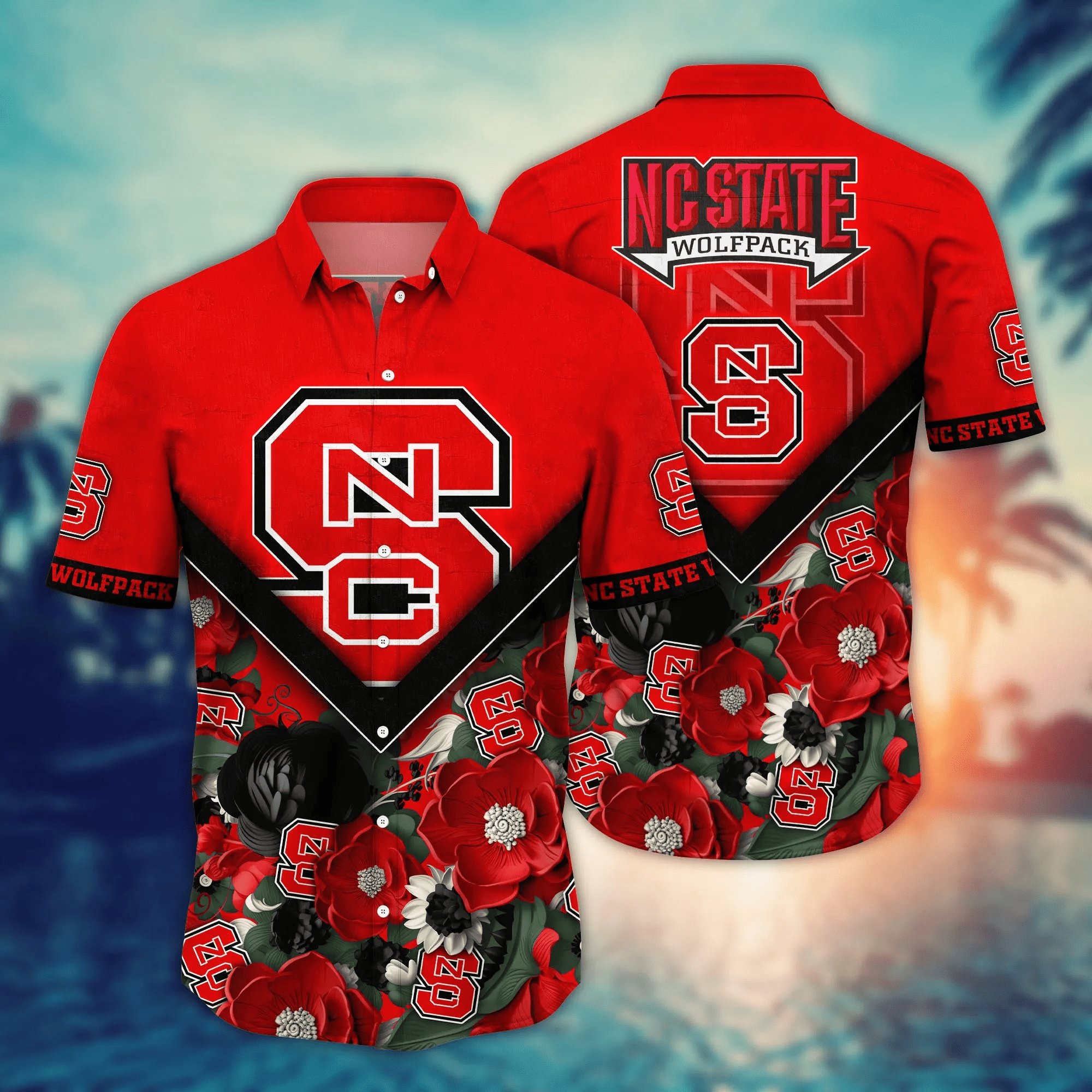 Nc State Wolfpack NCAA Hawaiian Shirt Custom Sun Rays Aloha Shirt