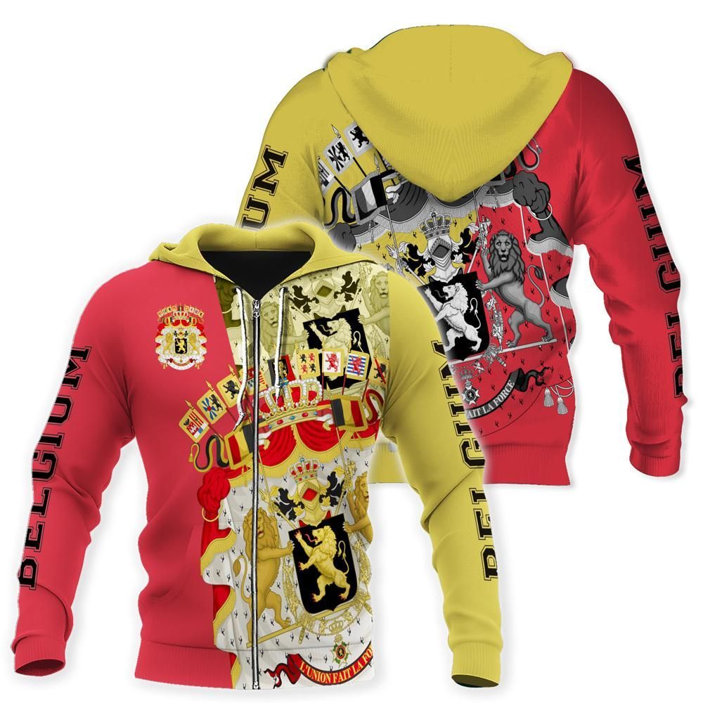 Viticstoreac Belgium Dancing Lion Red And Gold All Unisex 3D Zip Hoodie All Over Print Hzapd