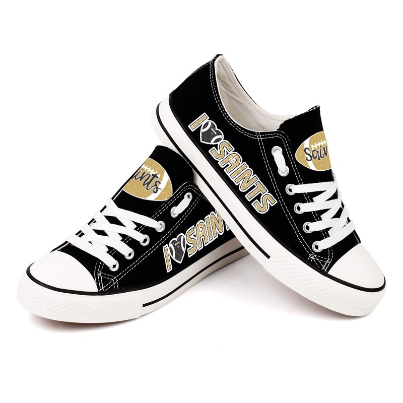 New Orleans Saints Canvas Shoes Black Sneakers “I  Saints”