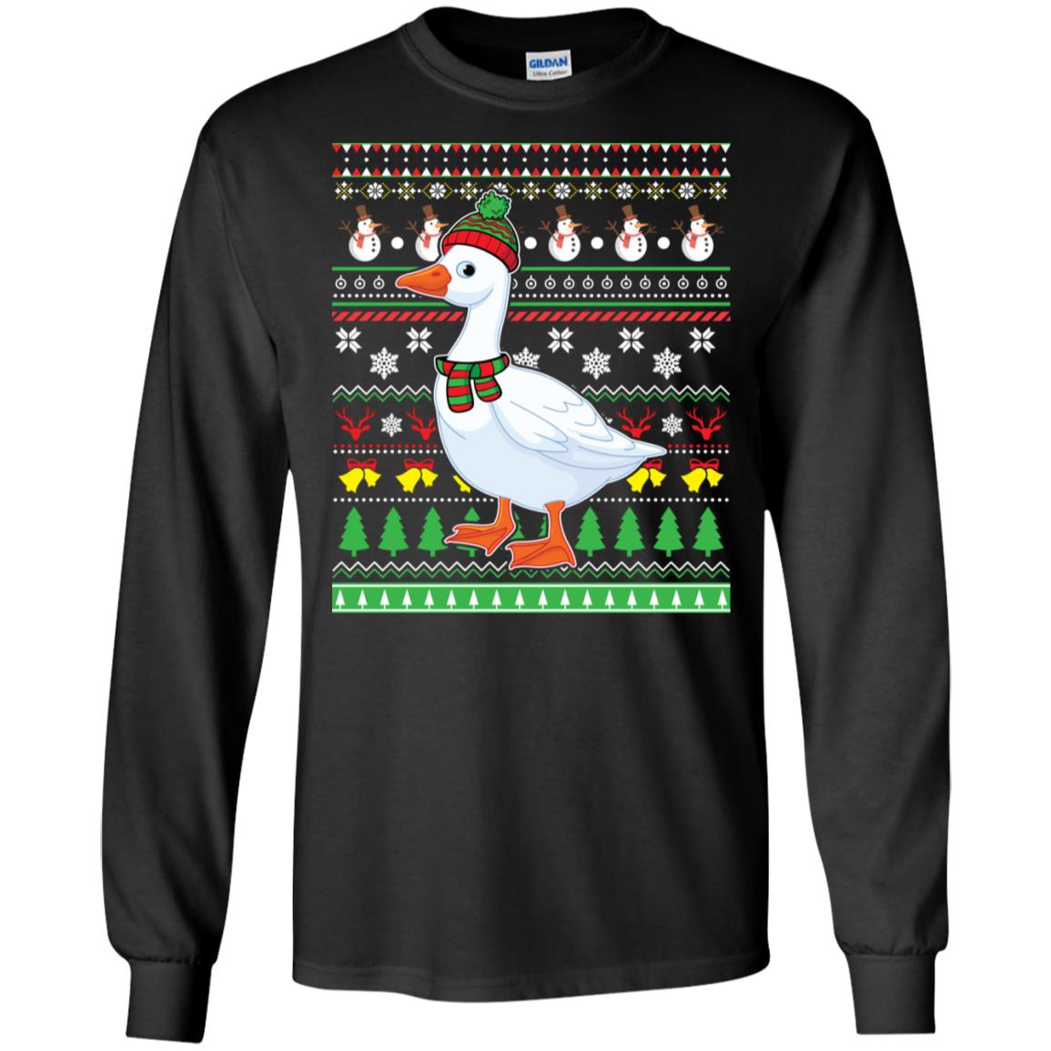 Ugly Sweater Goose Santa Claus Lovely Merry Xmas Unisex Long-sleeve