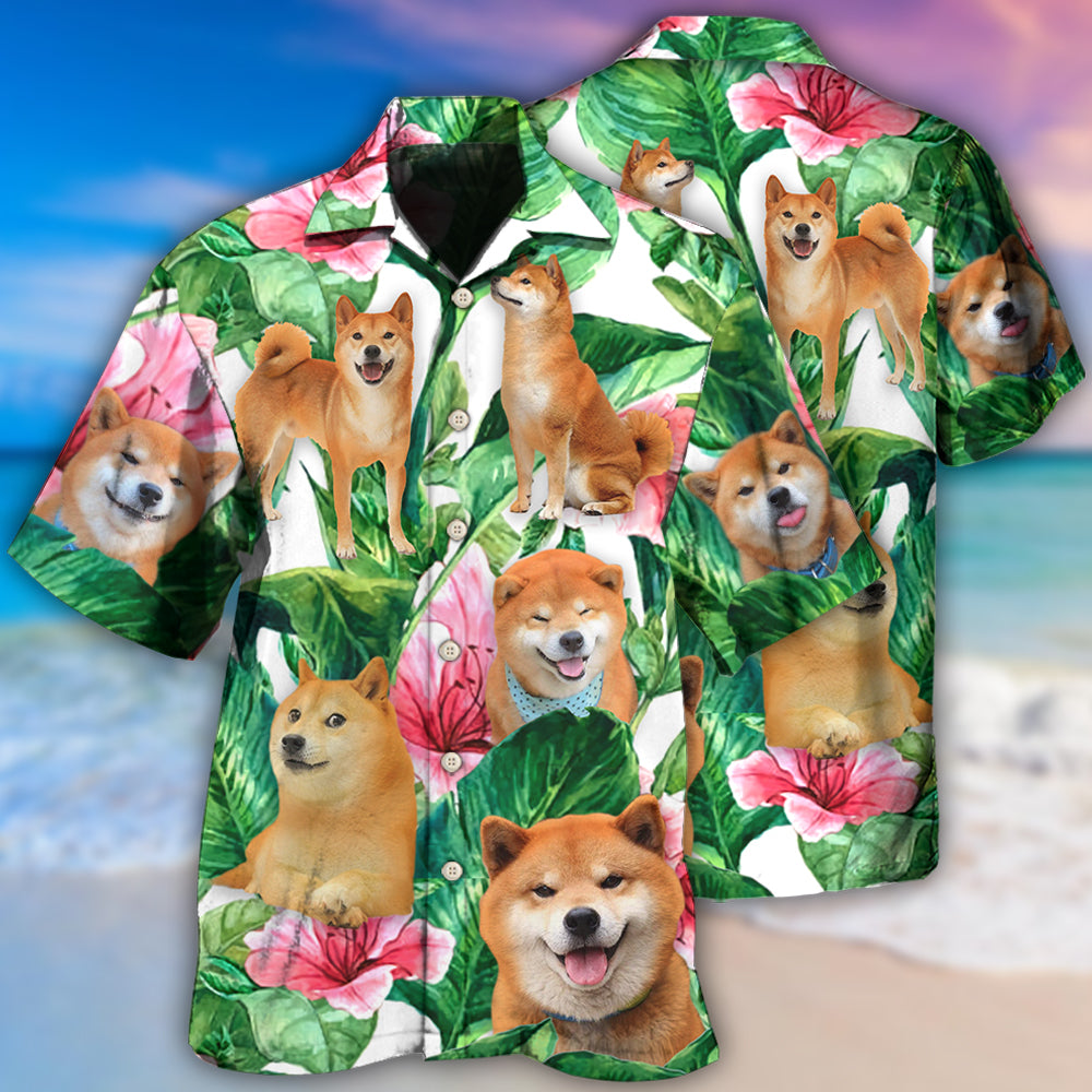 Shiba Inu Tropical Leaf Style Hawaii Shirt Ha26352