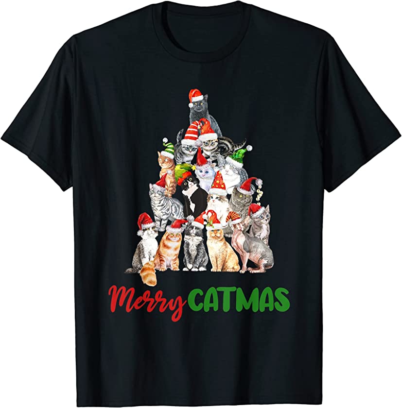 Merry Catmas Merry Christmas Kitten Tree For Cat Lovers T-Shirt