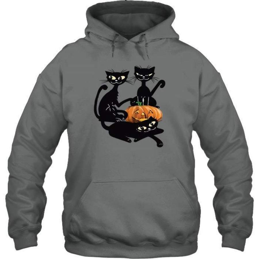Black Cat Pumpkin Halloween Hoodie