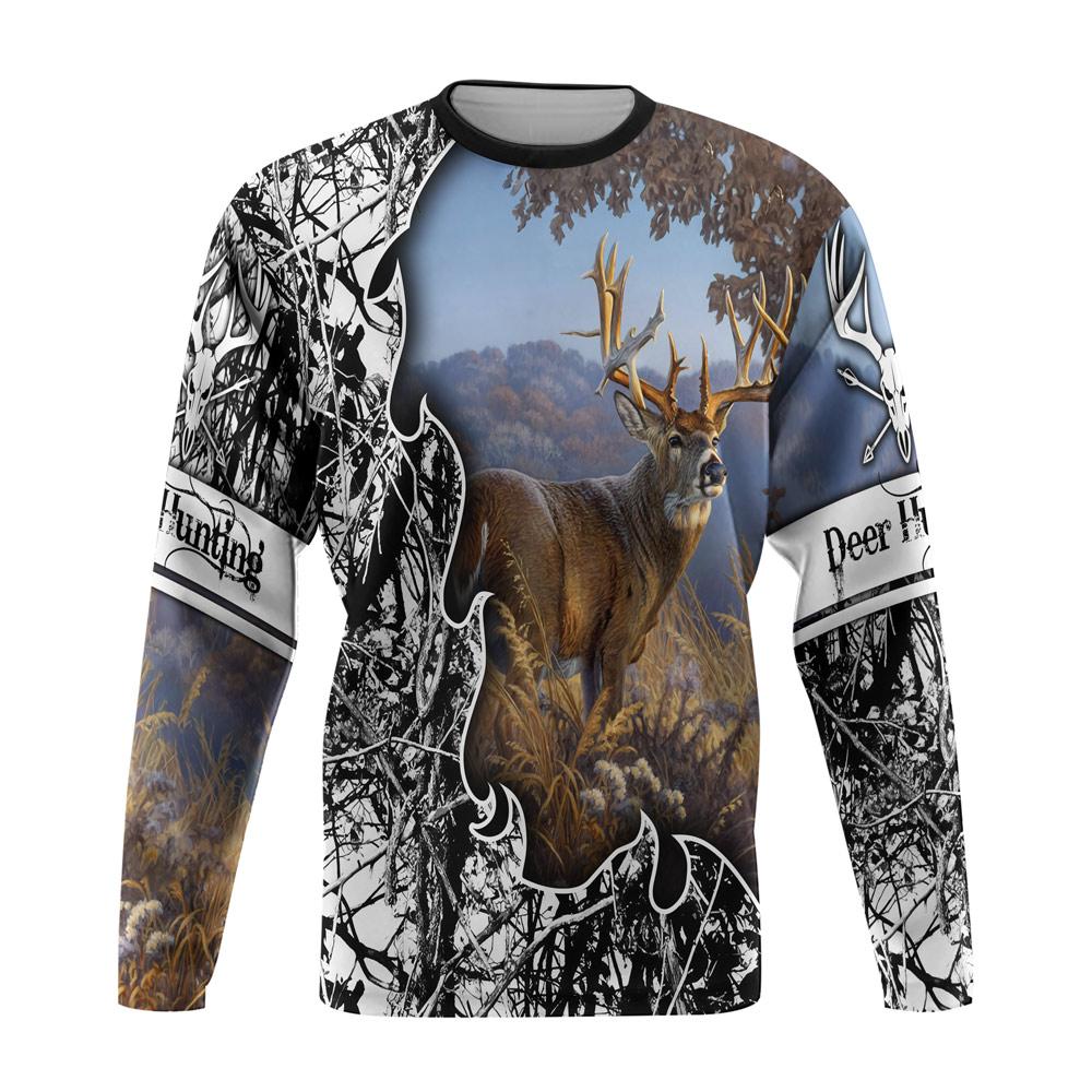 ViticStore™ Deers Hunting Blue Sky 3D Black & White Shade All Over Printed XL Sweatshirt For Men