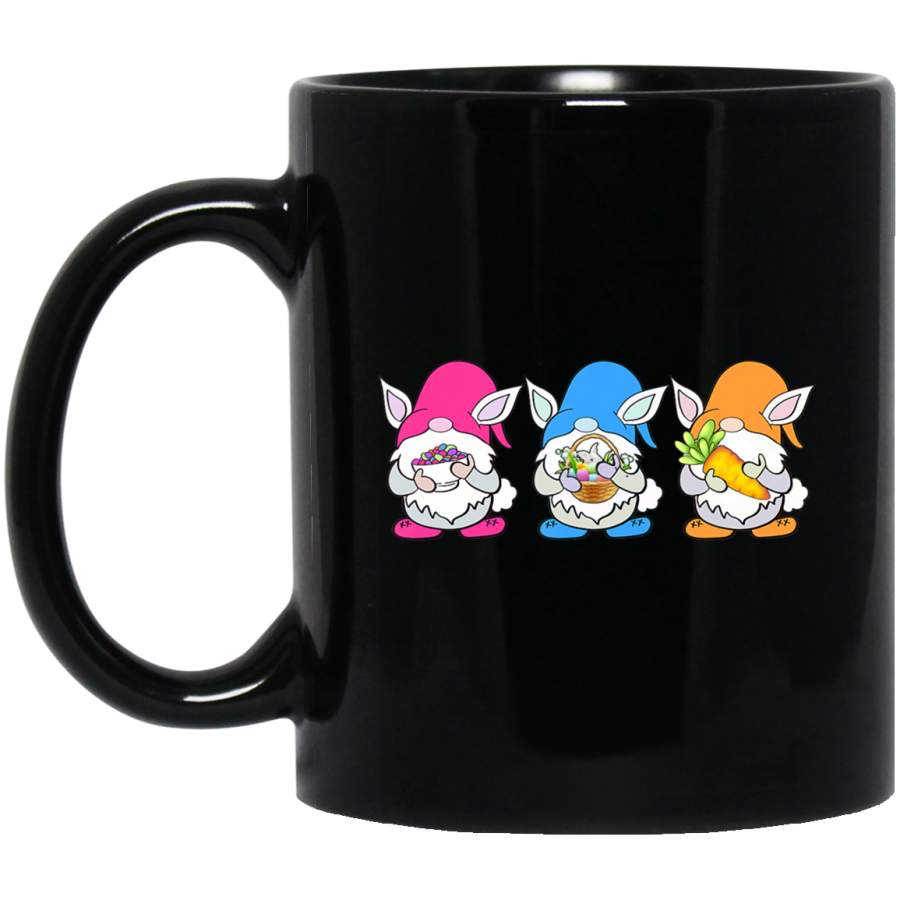 Nordic Gnomes Egg Hunting Happy Easter Day Gift Boys Girls 11oz 15oz Black Mug Happy Easter Day Funny Colors Eggs Bunny Ears Peeps Cute