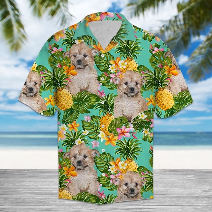 Tropical Pineapple Yorkie Poo Hawaiian Shirt Summer Button Up For Men, Women, Couple