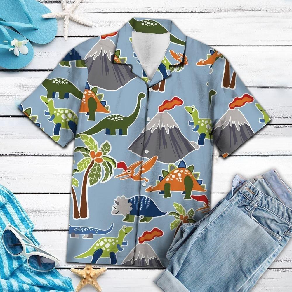 Awesome Dinosaur Aloha Hawaiian Shirt Colorful Short Sleeve Summer Beach Casual Shirt For Men And Women