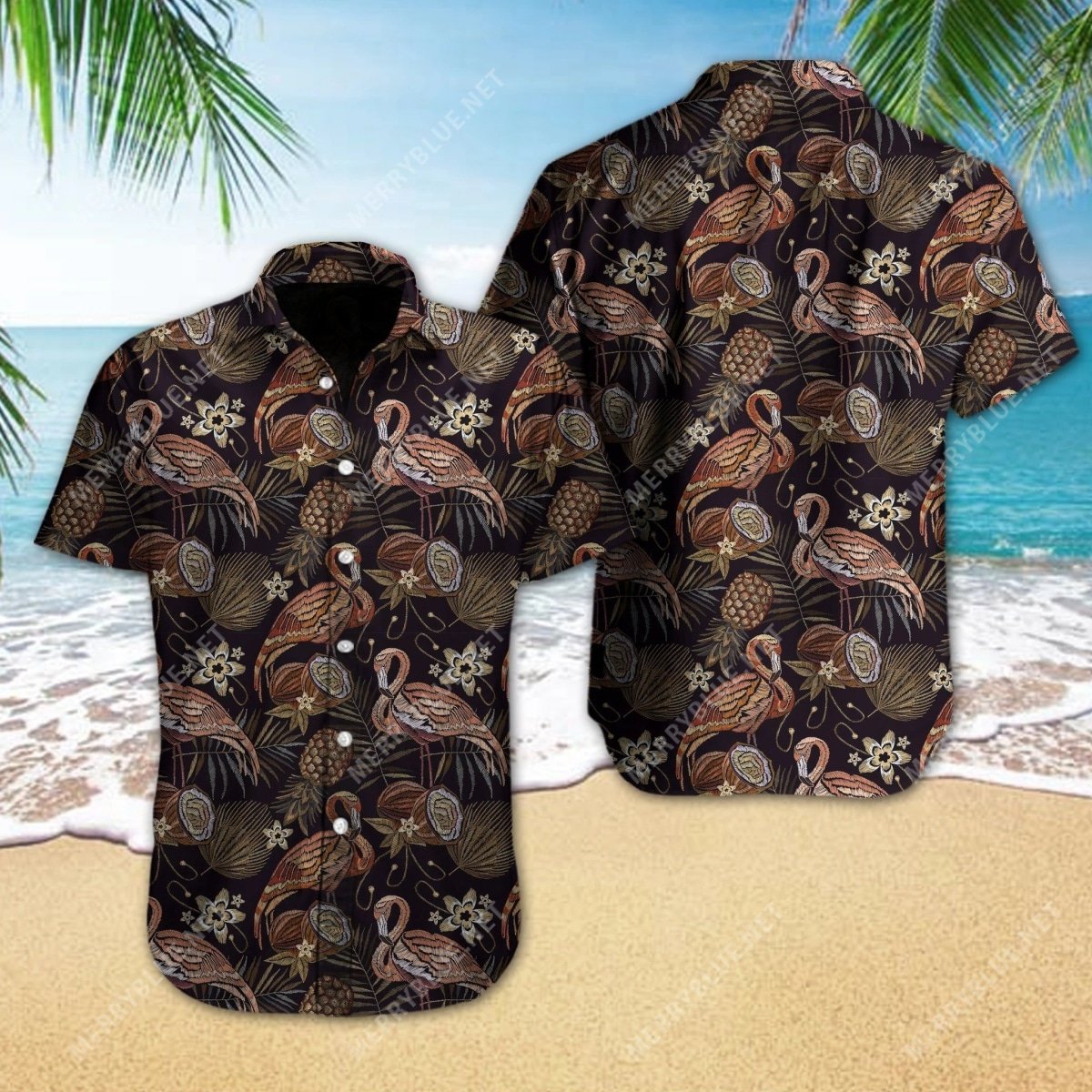 Flammingo Pineapple Vintage Hawaiian Shirts Ha17595