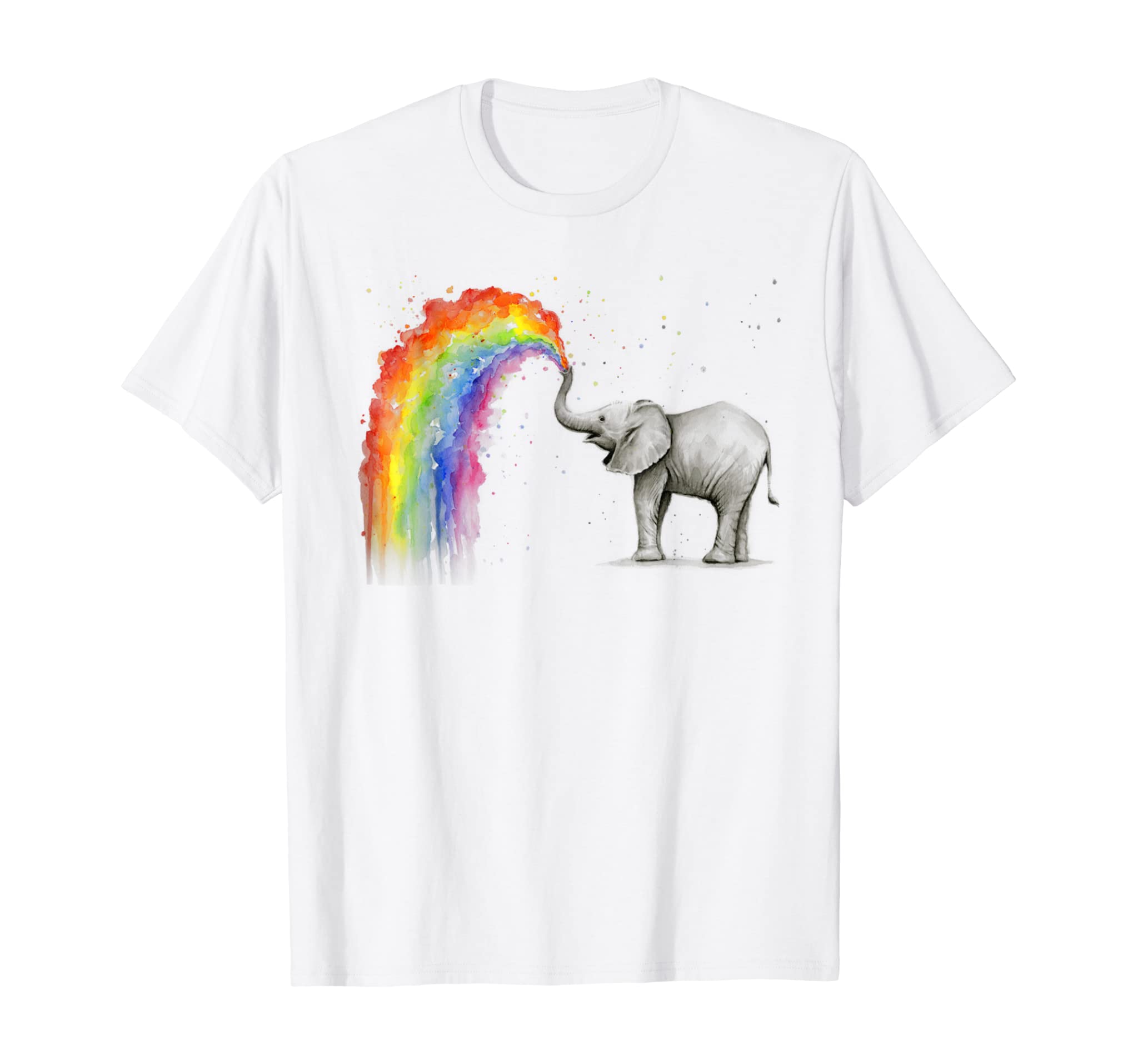 Elephant Spraying Rainbow T-shirt Baby Elephant Watercolor