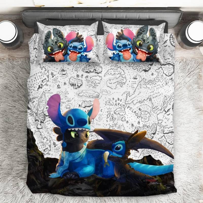 TD24 – Stitch and Toothless New Arrivals! Dragon Friends White Duvet Cover