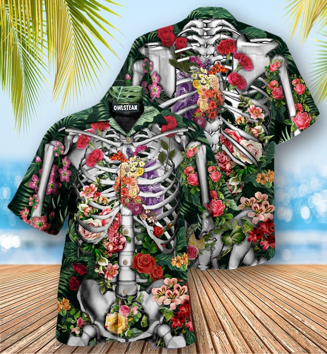 Skeleton Flowers On The Inside Hawaii Aloha Shirts Kv Ha95009